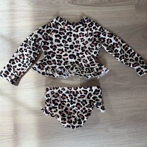 Posh Peanut Leopard Lana Print Ruffle Swimsuit